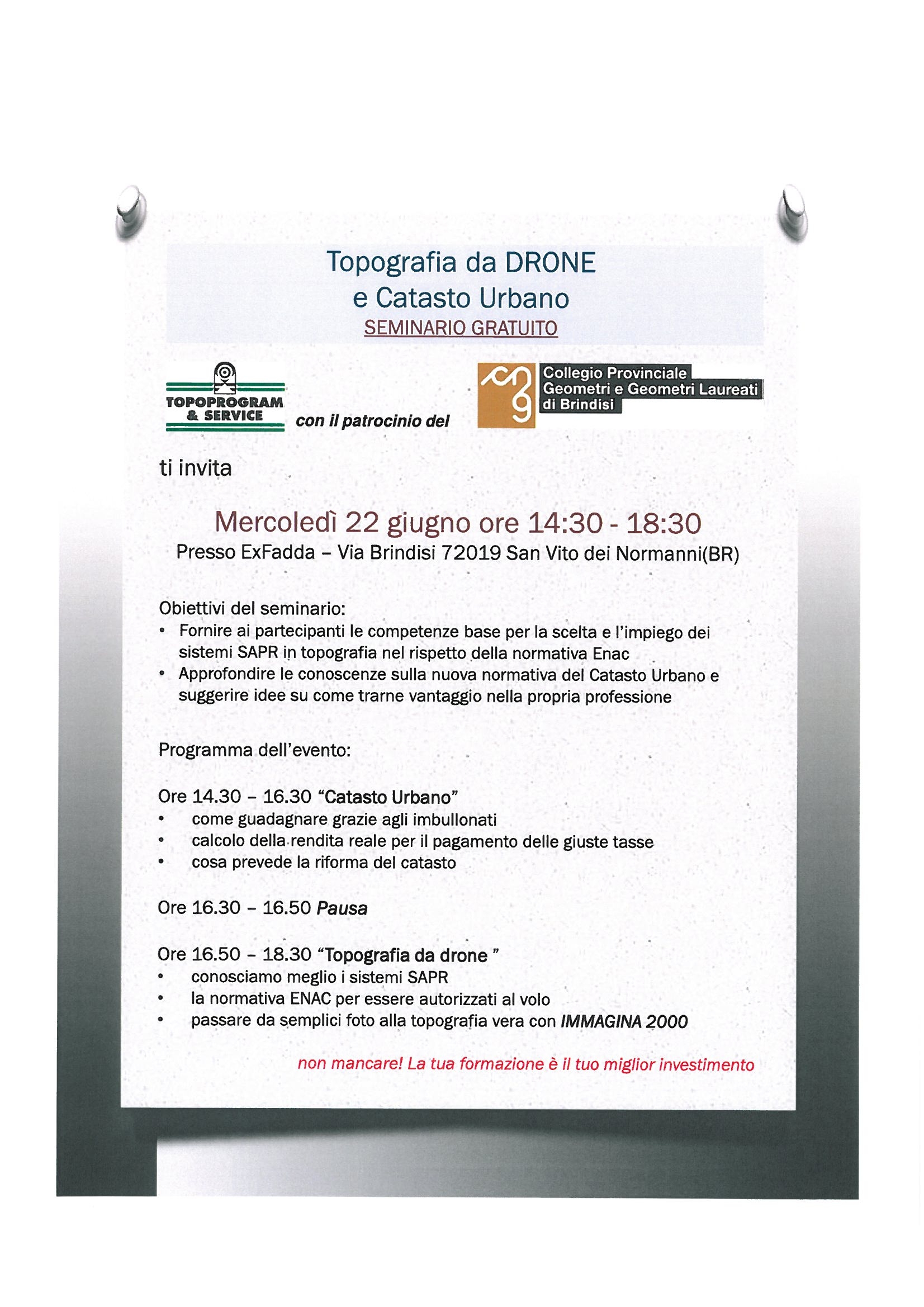 Seminario: Topografia da DRONE e Catasto Urbano