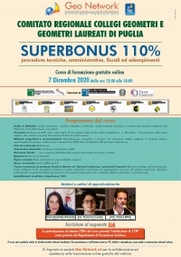 Corso gratuito on-line: Superbonus 110% procedure tecniche, amministrative, fiscali ed adempimenti